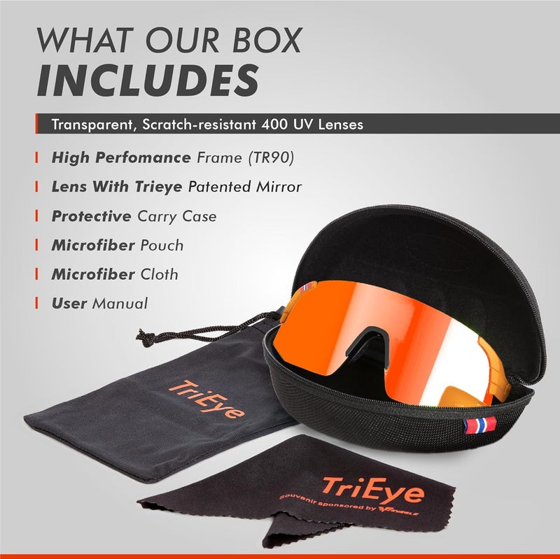 TriEye Store Cycling Glasses with Rear-view Mirror - Sports Sunglasses for Men & Women - UV-400 Protection - Image 3